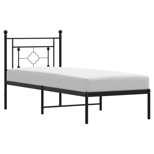 Eleganz Bettgestell mit Kopfteil 80x200 cm - Modernes Metallbett in Schwarz für Schlafzimmer, Stabiles Rahmen Design mit Kopfteil, Ideal für kleine Räume und Moderne Einrichtungen Eleganz Bettgestell mit Kopfteil 80x200 cm - Modernes Metallbett in Schwarz für Schlafzimmer, Stabiles Rahmen Design mit Kopfteil, Ideal für kleine Räume und Moderne Einrichtungen von Eleganz