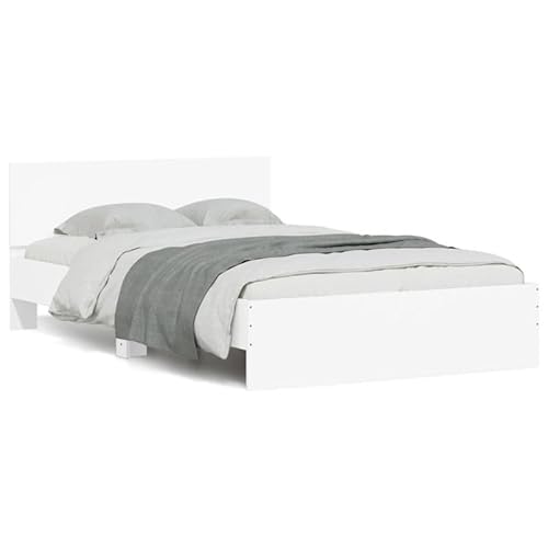 Eleganz Bettgestell mit Kopfteil Weiß 135x190 cm - Modernes Doppelbett für Schlafzimmer, Langlebig & Stabil - Perfekte Lösung für Erholsamen Schlaf Eleganz Bettgestell mit Kopfteil Weiß 135x190 cm - Modernes Doppelbett für Schlafzimmer, Langlebig & Stabil - Perfekte Lösung für Erholsamen Schlaf von Eleganz