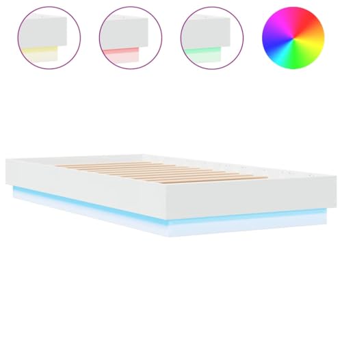 Eleganz Bettgestell mit -Licht 75x190 cm - Modernes Lowboard mit Verstellbarer Beleuchtung für Schlafzimmer, Wohnung oder Studio - Stabile Holzrahmen mit einfacher Montage von Eleganz