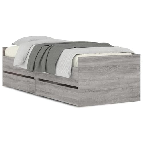 Eleganz Bettgestell mit Schubladen Grau Sonoma 100x200 cm - Modernes Boxspringbett mit Stauraum für kleine Räume | Stabil & Langlebig | Betten & Zubehör Eleganz Bettgestell mit Schubladen Grau Sonoma 100x200 cm - Modernes Boxspringbett mit Stauraum für kleine Räume | Stabil & Langlebig | Betten & Zubehör von Eleganz