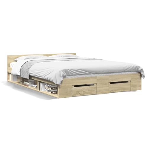 Eleganz Bettgestell mit Schubladen Sonoma-Eiche 120x190cm - Stilvolles Holzwerkstoff-Bett mit Stauraum für kleine Räume, langlebig & pflegeleicht Eleganz Bettgestell mit Schubladen Sonoma-Eiche 120x190cm - Stilvolles Holzwerkstoff-Bett mit Stauraum für kleine Räume, langlebig & pflegeleicht von Eleganz
