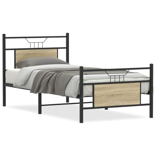 Eleganz Bettgestell ohne Matratze 90x190 cm - Sonoma-Eiche Holzwerkstoff für Schlafzimmer, langlebig & stabil - Modernes Design für erholsamen Schlaf Eleganz Bettgestell ohne Matratze 90x190 cm - Sonoma-Eiche Holzwerkstoff für Schlafzimmer, langlebig & stabil - Modernes Design für erholsamen Schlaf von Eleganz