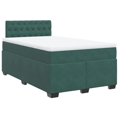 Eleganz Boxspringbett 120x200 cm mit Matratze - Dunkelgrünes Samtstoff Design für Schlafzimmer - Bequem & Langlebig - Modernes Betten Set von Eleganz