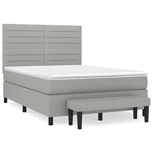 Eleganz Boxspringbett 140x190 cm hellgrau Stoff - Modernes Bett mit Matratze für Schlafzimmer, langlebig & komfortabel - Ideal für kleine Räume Eleganz Boxspringbett 140x190 cm hellgrau Stoff - Modernes Bett mit Matratze für Schlafzimmer, langlebig & komfortabel - Ideal für kleine Räume von Eleganz