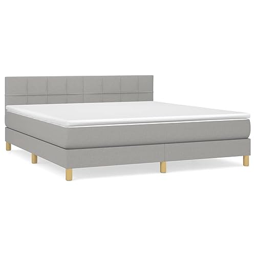 Eleganz Boxspringbett 180x200 cm mit Matratze - Stoffbezug hellgrau, hoher Liegekomfort & stabile Federung, modernes Schlafzimmermöbel für Erwachsene von Eleganz