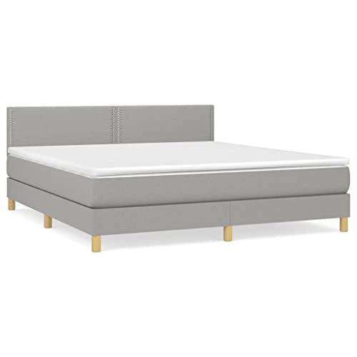 Eleganz Boxspringbett 180x200 cm mit Matratze - Stoffbezug hellgrau - Bequemes Doppelbett für Schlafzimmer - Luxus Design & Optimale Unterstützung von Eleganz