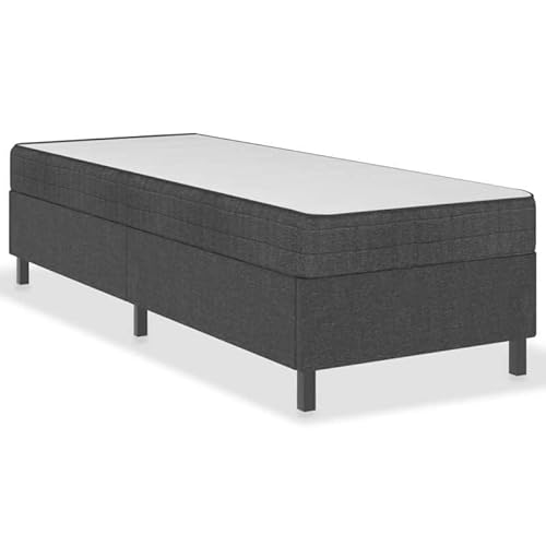 Eleganz Boxspringbett Dunkelgrau Stoff 80x200 cm - Modernes Betten Set mit Topper für Schlafzimmer, Platzsparend & Langlebig für kleine Räume von Eleganz