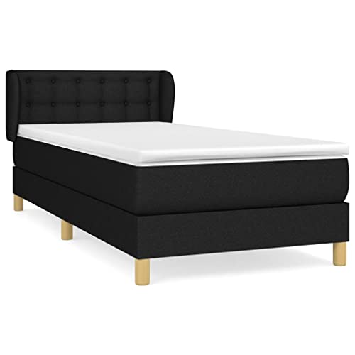 Eleganz Boxspringbett mit Matratze 100x200 cm - Modernes Stoffbett mit Topper für erholsamen Schlaf - Ideal für Schlafzimmer & Gästezimmer - Schwarz von Eleganz