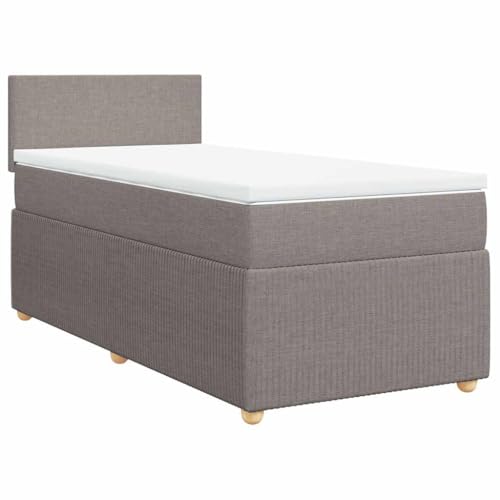 Eleganz Boxspringbett mit Matratze 100x200 cm Taupe Stoff – Bequemes Bett mit Topper für erholsamen Schlaf, ideal für Schlafzimmer und kleine Räume von Eleganz