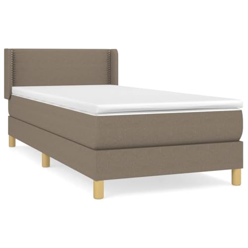 Eleganz Boxspringbett mit Matratze 100x200 cm Taupe Stoff – Bequemes Schlafsystem für erholsamen Schlaf, ideal für kleine Räume und Gastzimmer von Eleganz
