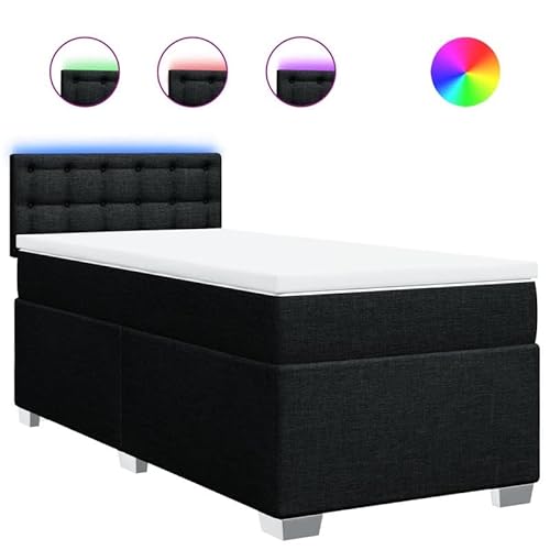 Eleganz Boxspringbett mit Matratze 100x200 cm schwarz Stoff - Modernes Bett mit Topper für Schlafzimmer, Komfort & Stabilität, Platzsparend von Eleganz