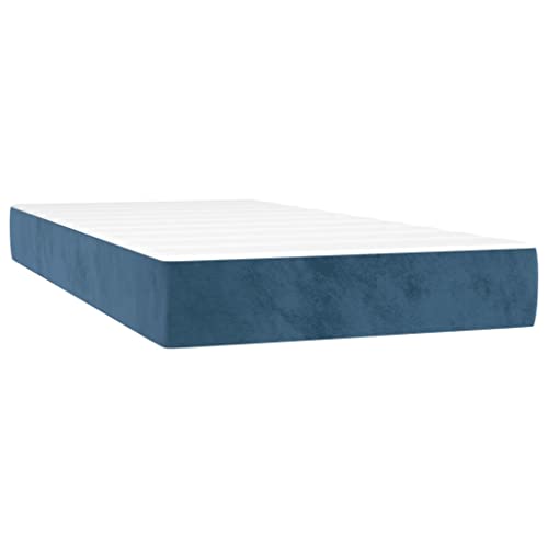 Eleganz Boxspringbett mit Matratze 120x190 cm - Dunkelblauer Samtbezug für Schlafzimmer, Komfortables Federkernbett mit Topper für erholsamen Schlaf von Eleganz