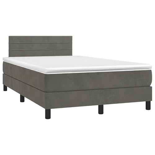 Eleganz Boxspringbett mit Matratze 120x190 cm - Dunkelgraues Samtstoff Boxspringbett für Schlafzimmer, Komfortables Bettsystem mit Topper für Erholsamen Schlaf von Eleganz