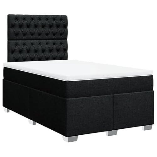 Eleganz Boxspringbett mit Matratze 120x190 cm - Modernes Stoffbett mit Topper für erholsamen Schlaf, Platzsparend für kleine Räume, Schwarz von Eleganz