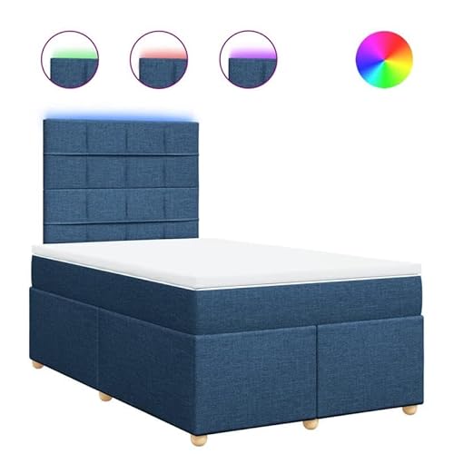 Eleganz Boxspringbett mit Matratze 120x200 cm Blau Stoff – Bequemes Schlafsystem für erholsamen Schlaf, ideal für Schlafzimmer und Gästezimmer von Eleganz