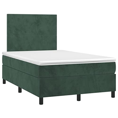 Eleganz Boxspringbett mit Matratze 120x200 cm - Dunkelgrünes Samtstoff Boxspringbett für Schlafzimmer, Komfortables Bett mit Federkernmatratze, Modernes Design für Erholsamen Schlaf von Eleganz