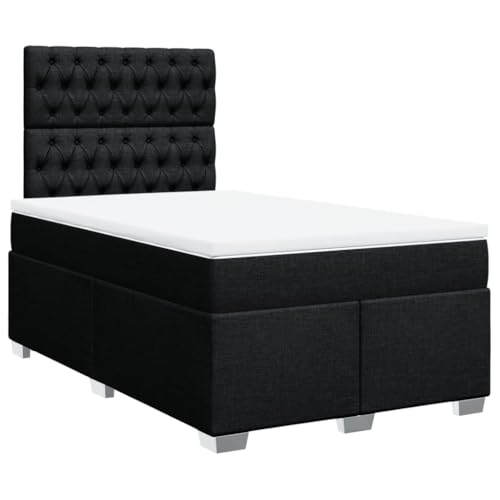 Eleganz Boxspringbett mit Matratze 120x200 cm Stoff Schwarz – Modernes Schlafzimmerbett mit bequemer Federkernmatratze für erholsamen Schlaf von Eleganz