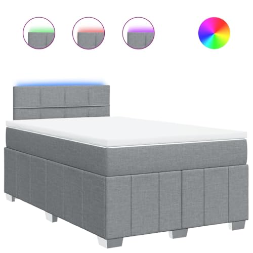 Eleganz Boxspringbett mit Matratze 120x200 cm hellgrau Stoff – Bequemes Schlafsystem für Schlafzimmer, langlebig & stützend für erholsamen Schlaf von Eleganz