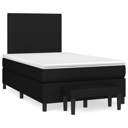 Eleganz Boxspringbett mit Matratze 120x200 cm schwarz Stoff - Modernes Schlafzimmerbett mit bequemer Federkernmatratze für erholsamen Schlaf von Eleganz