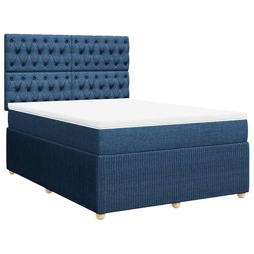Eleganz Boxspringbett mit Matratze 140x190 cm Blau Stoff – Bequemes Bett mit Topper für erholsamen Schlaf, modernes Design für Schlafzimmer von Eleganz