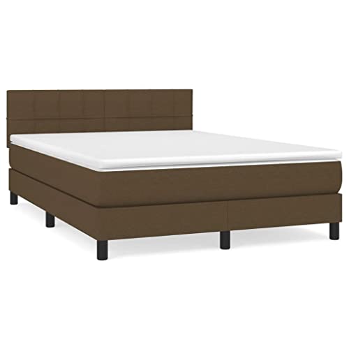 Eleganz Boxspringbett mit Matratze 140x200 cm Dunkelbraun Stoff – Bequemes Bett mit optimierter Unterstützung für erholsamen Schlaf, ideal für Schlafzimmer von Eleganz