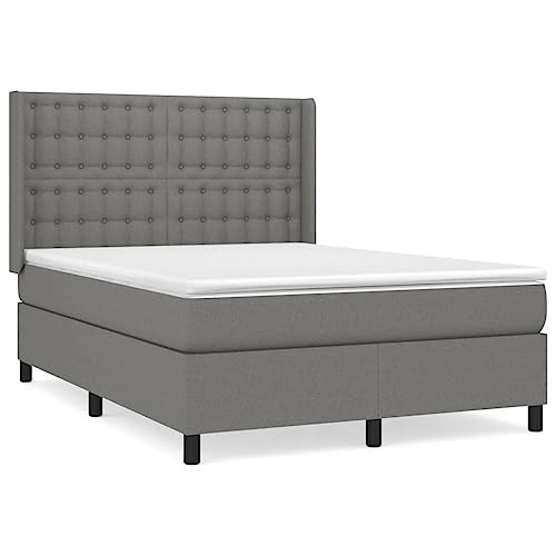 Eleganz Boxspringbett mit Matratze 140x200 cm Dunkelgrau Stoff – Modernes Bett mit Topper für erholsamen Schlaf, ideal für Schlafzimmer von Eleganz