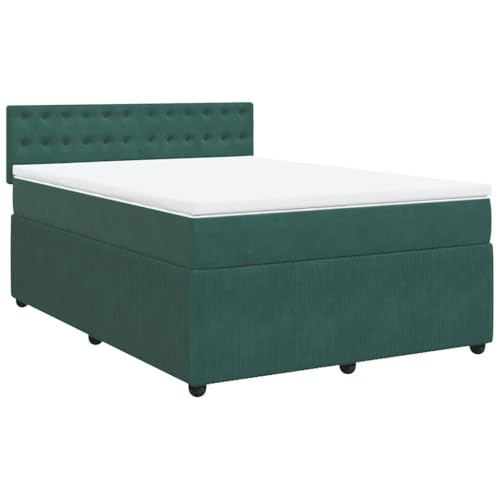 Eleganz Boxspringbett mit Matratze 140x200 cm Dunkelgrün Samt – Modernes Betten-Set für Schlafzimmer, Luxus & Komfort, Platzsparend & Langlebig von Eleganz