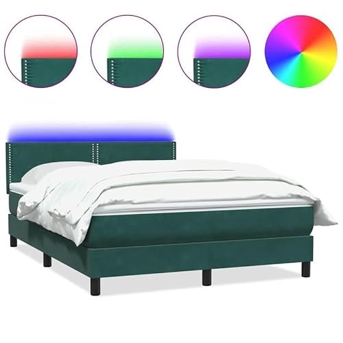 Eleganz Boxspringbett mit Matratze 140x200 cm - Dunkelgrünes Samtstoff Boxspringbett für Schlafzimmer, Himmelbett mit Federkern für erholsamen Schlaf von Eleganz