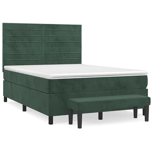 Eleganz Boxspringbett mit Matratze 140x200 cm - Dunkelgrünes Samtstoff Boxspringbett für Schlafzimmer, Komfortables Bett mit Stabiler Federung, Luxus Design für Erholsamen Schlaf Eleganz Boxspringbett mit Matratze 140x200 cm - Dunkelgrünes Samtstoff Boxspringbett für Schlafzimmer, Komfortables Bett mit Stabiler Federung, Luxus Design für Erholsamen Schlaf von Eleganz