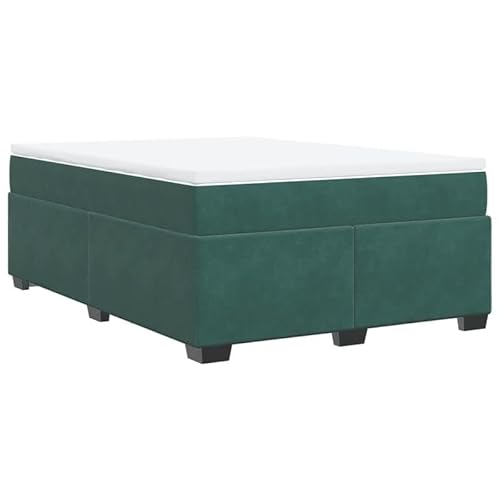 Eleganz Boxspringbett mit Matratze 140x200 cm - Dunkelgrünes Samtstoff Boxspringbett für Schlafzimmer, Komfortables Bett mit Topper für Erholsamen Schlaf von Eleganz