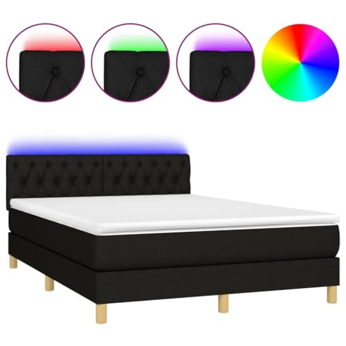 Eleganz Boxspringbett mit Matratze 140x200 cm - Modernes -Bett in Schwarz mit Stoffbezug, Komfort für erholsamen Schlaf, ideal für Schlafzimmer von Eleganz