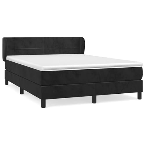 Eleganz Boxspringbett mit Matratze 140x200 cm Samt - Modernes Bett mit Topper für erholsamen Schlaf, schwarz - Luxus Design für Schlafzimmer von Eleganz