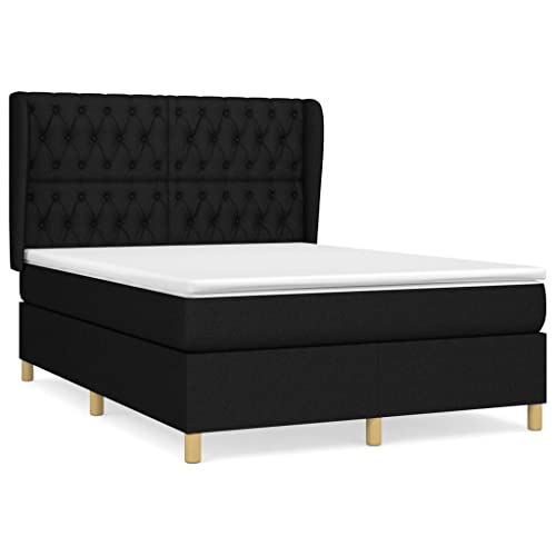 Eleganz Boxspringbett mit Matratze 140x200 cm Schwarz Stoff – Modernes Schlafsystem für erholsamen Schlaf, komfortable Unterstützung & stilvolles Design von Eleganz