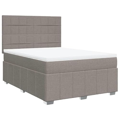 Eleganz Boxspringbett mit Matratze 140x200 cm - Stoffbezug Taupe, Premium Schlafkomfort fürs Schlafzimmer, langlebig & atmungsaktiv für erholsamen Schlaf von Eleganz
