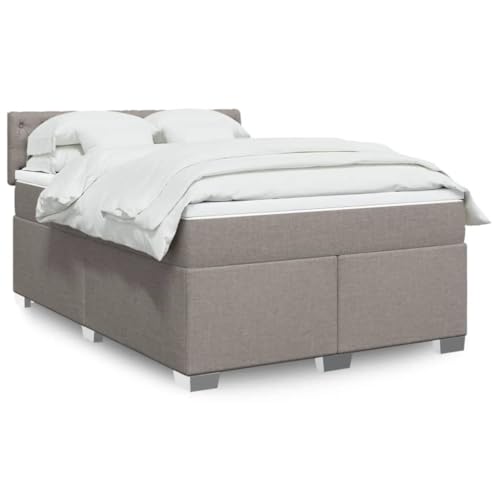 Eleganz Boxspringbett mit Matratze 140x200 cm Taupe Stoff – Bequemes Bett mit Topper für erholsamen Schlaf, ideal für Schlafzimmer von Eleganz