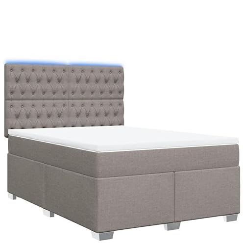 Eleganz Boxspringbett mit Matratze 140x200 cm Taupe Stoff – Bequemes Bett mit Topper für erholsamen Schlaf, optimale Unterstützung & stilvolles Design von Eleganz