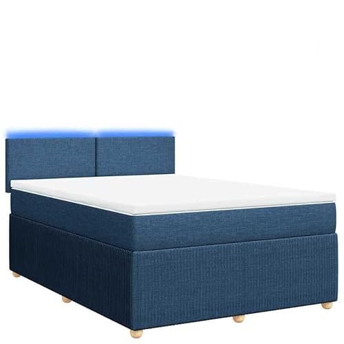 Eleganz Boxspringbett mit Matratze 140x200 cm blau Stoff – Bequemes Doppelbett für Schlafzimmer, langlebig & atmungsaktiv – Perfekte Lösung für erholsamen Schlaf von Eleganz
