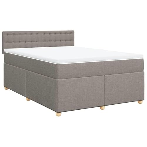 Eleganz Boxspringbett mit Matratze 160x200 cm Taupe - Stoffbezug für Schlafzimmer | Bequem & Langlebig | Ideal für erholsamen Schlaf von Eleganz