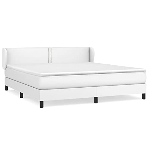 Eleganz Boxspringbett mit Matratze 160x200 cm – Weißes Kunstleder für Schlafzimmer, Luxus Design & Höhenverstellbar – Modernes Betten Set für Erholsamen Schlaf von Eleganz