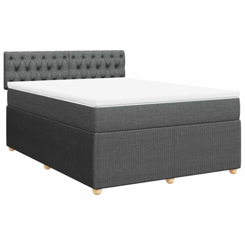 Eleganz Boxspringbett mit Matratze 160x200 cm dunkelgrau Stoff – Bequemes Schlafsystem für erholsame Nächte, ideal für Schlafzimmer von Eleganz