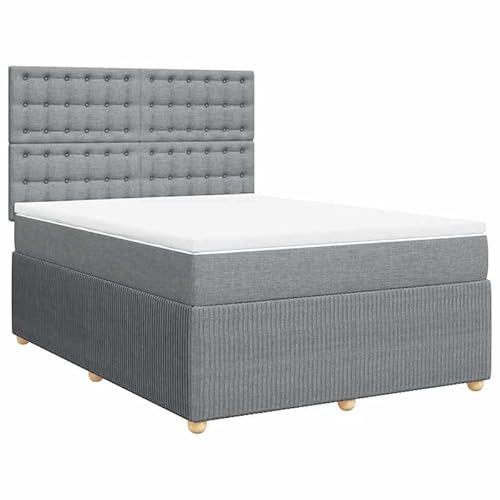 Eleganz Boxspringbett mit Matratze 160x200 cm hellgrau Stoff – Modernes Schlafsystem für erholsamen Schlaf, ideal für Schlafzimmer mit guter Unterstützung und Komfort von Eleganz