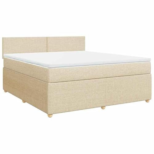 Eleganz Boxspringbett mit Matratze 180x200 cm - Creme Stoffbezug für Schlafzimmer - Luxus Schlafkomfort & Stabile Unterstützung - Perfekt für Paare Eleganz Boxspringbett mit Matratze 180x200 cm - Creme Stoffbezug für Schlafzimmer - Luxus Schlafkomfort & Stabile Unterstützung - Perfekt für Paare von Eleganz
