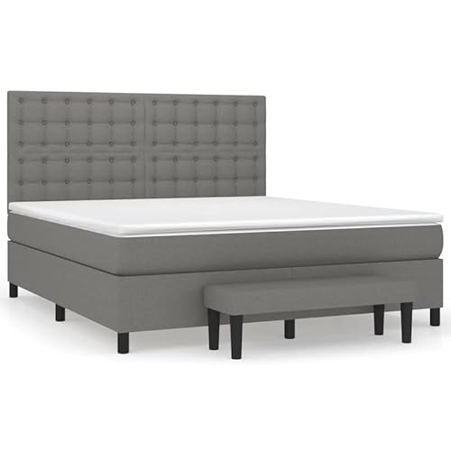 Eleganz Boxspringbett mit Matratze 180x200 cm - Dunkelgraues Stoffbett für Schlafzimmer, Langlebig & Bequem - Modernes Betten-Set für Erholsamen Schlaf von Eleganz