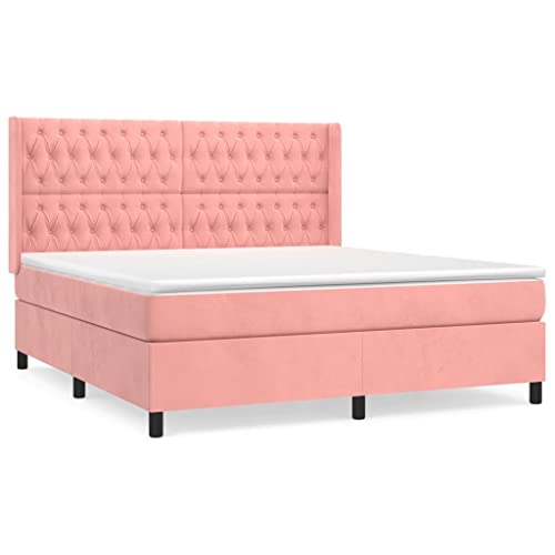 Eleganz Boxspringbett mit Matratze 180x200 cm Rosa Samt – Luxus Schlafzimmer Möbel für erholsamen Schlaf, Premium Komfort & stilvolles Design von Eleganz