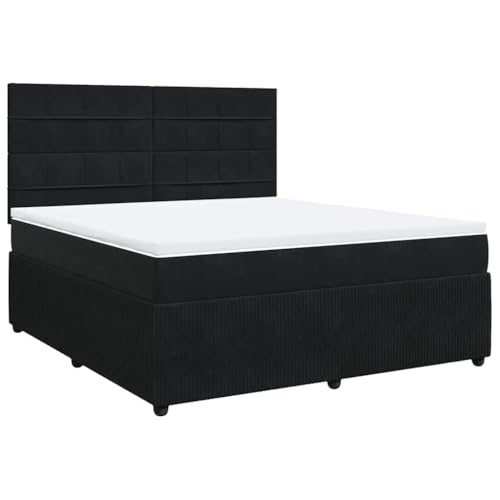 Eleganz Boxspringbett mit Matratze 180x200 cm - Samtstoff Bezug, schwarz - Luxus Schlafsystem für erholsamen Schlaf - Ideal für Schlafzimmer im modernen Design von Eleganz