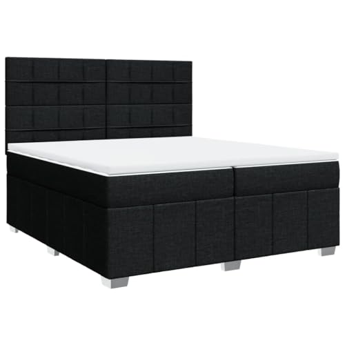 Eleganz Boxspringbett mit Matratze 200x200 cm Schwarz Stoff – Luxus Schlafsystem für erholsame Nächte, modernes Design, ideal für Schlafzimmer von Eleganz