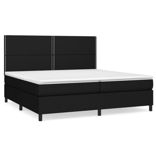 Eleganz Boxspringbett mit Matratze 200x200 cm Stoff - Modernes Schlafsystem für erholsamen Schlaf, Schwarz, hoher Liegekomfort & langlebig von Eleganz