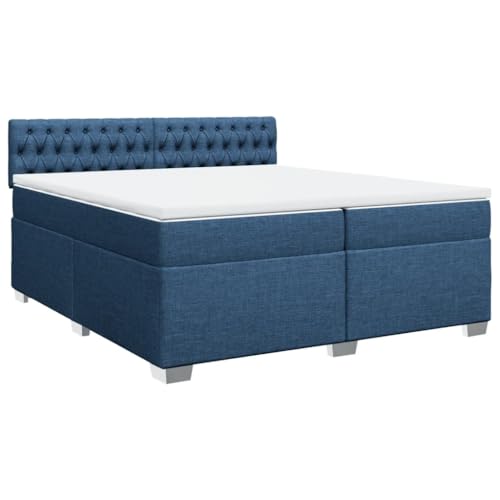 Eleganz Boxspringbett mit Matratze 200x200 cm blau – Bequemes Stoffbett für Schlafzimmer, langlebig & komfortabel – Perfekte Lösung für erholsamen Schlaf von Eleganz