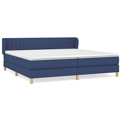 Eleganz Boxspringbett mit Matratze 200x200 cm blau – Modernes Stoffbett für Schlafzimmer, langlebig & komfortabel mit optimierter Unterstützung von Eleganz