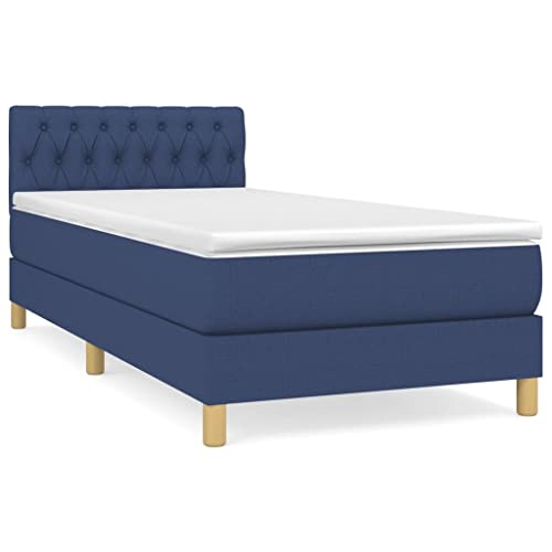 Eleganz Boxspringbett mit Matratze 80x200 cm Blau Stoff – Bequemes Bett mit Topper für erholsamen Schlaf, ideal für Schlafzimmer und kleine Räume von Eleganz